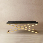 The Attic Magnus Elegant Marble and Iron Design Coffee Table Black and Gold